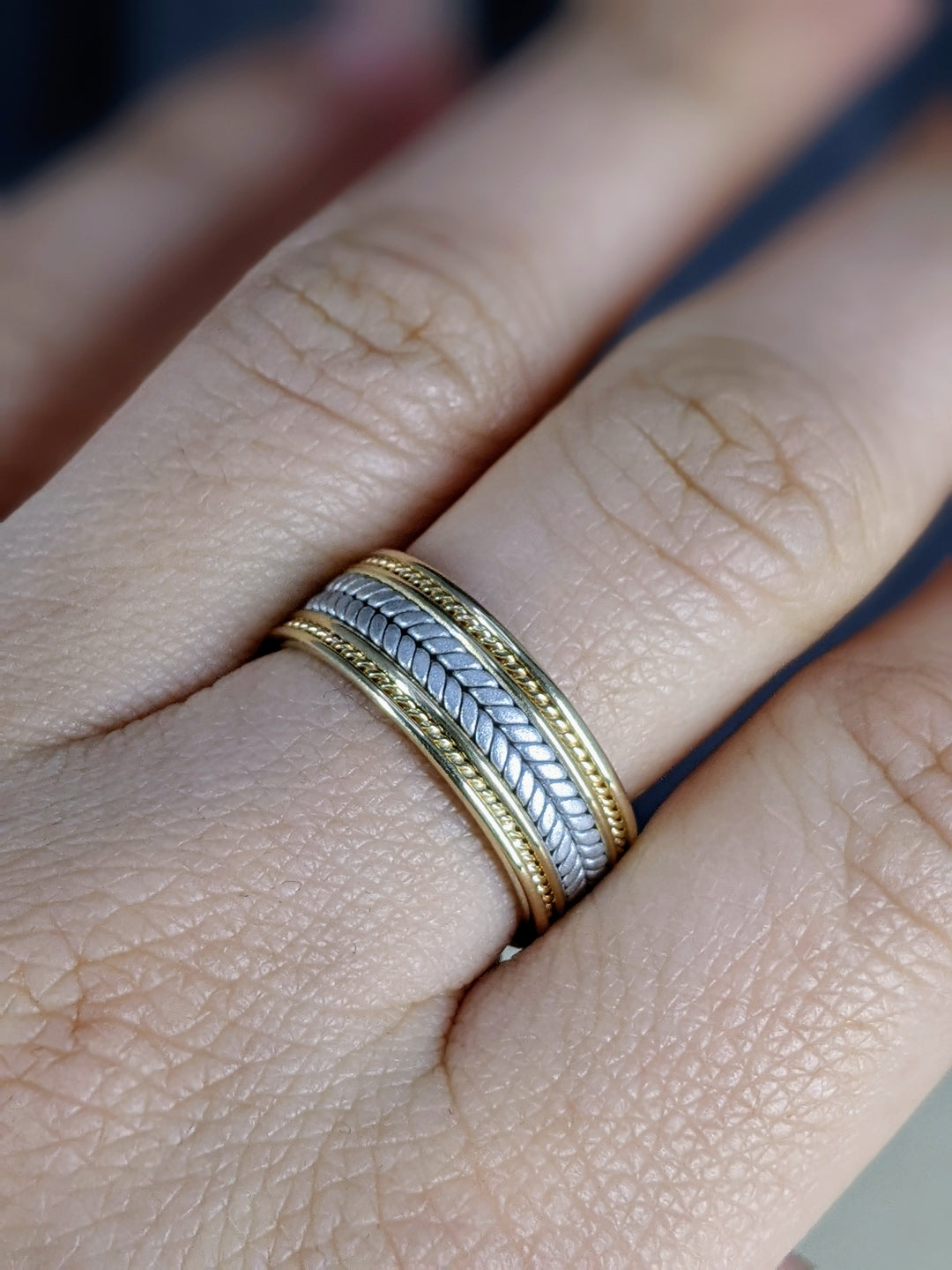 8MM Two-Tone Hand Braided with Rope Wedding Band