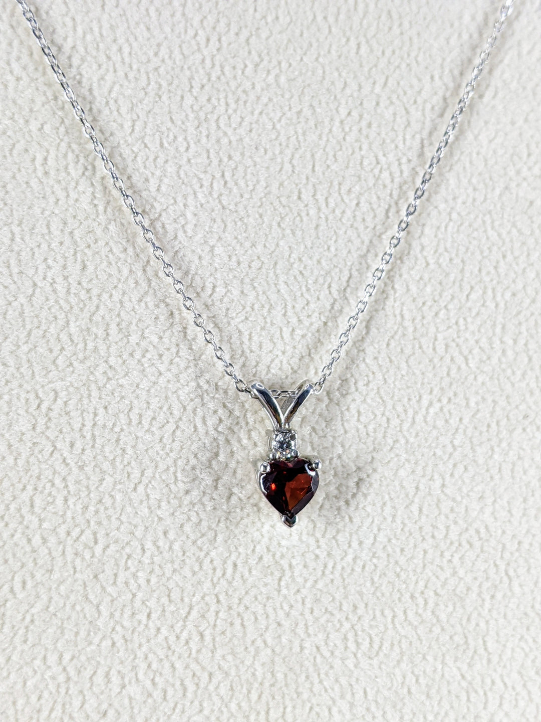 6MM Heart Shape Natural Garnet & 0.02 Ct. Tw. Diamond Pendant