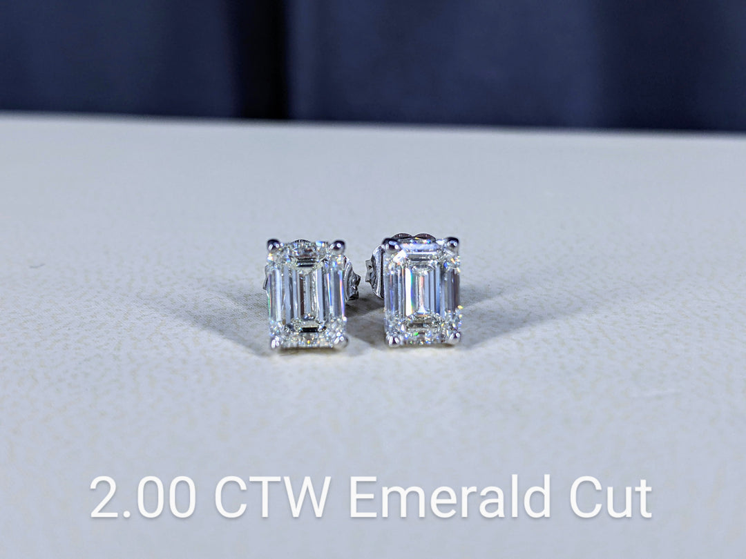 Emerald Cut Diamond Stud Earrings 0.30-2.00 ct.