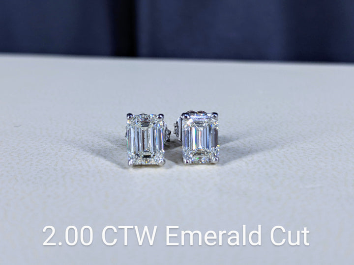 Emerald Cut Diamond Stud Earrings 0.30-2.00 ct.