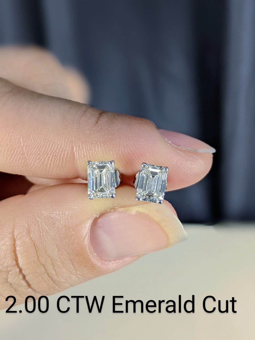 Emerald Cut Diamond Stud Earrings 0.30-2.00 ct.