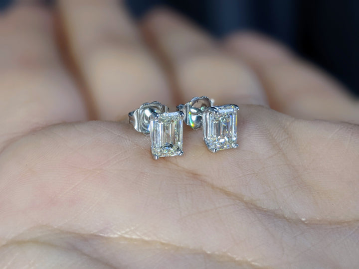 Emerald Cut Diamond Stud Earrings 0.30-2.00 ct.