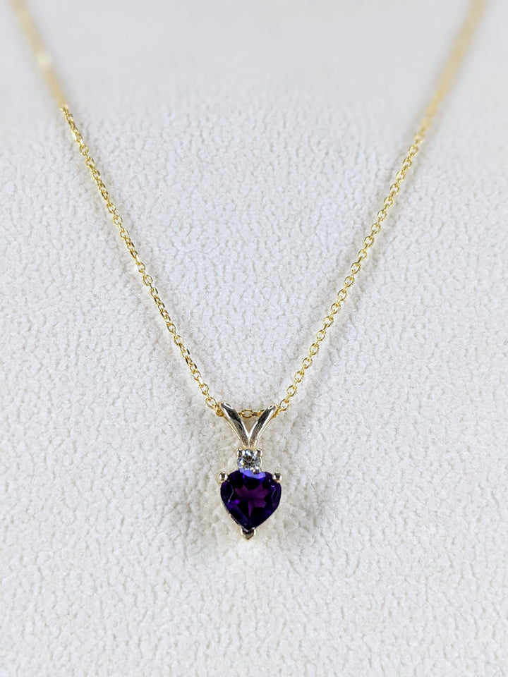 6MM Heart Shape Natural Purple Amethyst & 0.02 Ct. Tw. Diamond Pendant