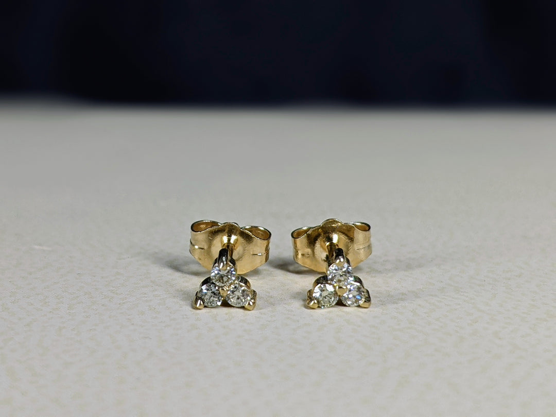 0.12 Carat Three Stone Diamond Stud Earrings