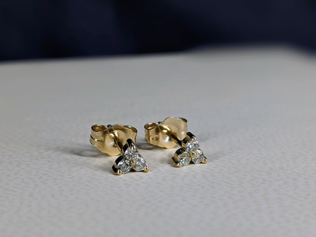 0.12 Carat Three Stone Diamond Stud Earrings