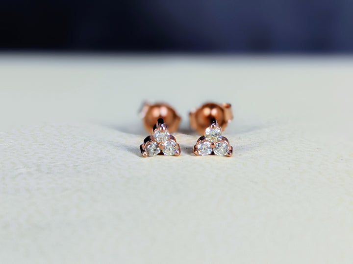 0.12 Carat Three Stone Diamond Stud Earrings