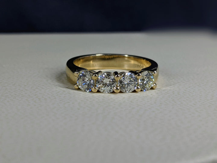 4-Stone 1.60 Carat Round Cut Diamond Band Shared Prong