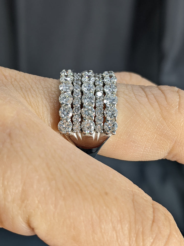 5-Row 4.80 Carat Round Cut Diamond Stack-able Band