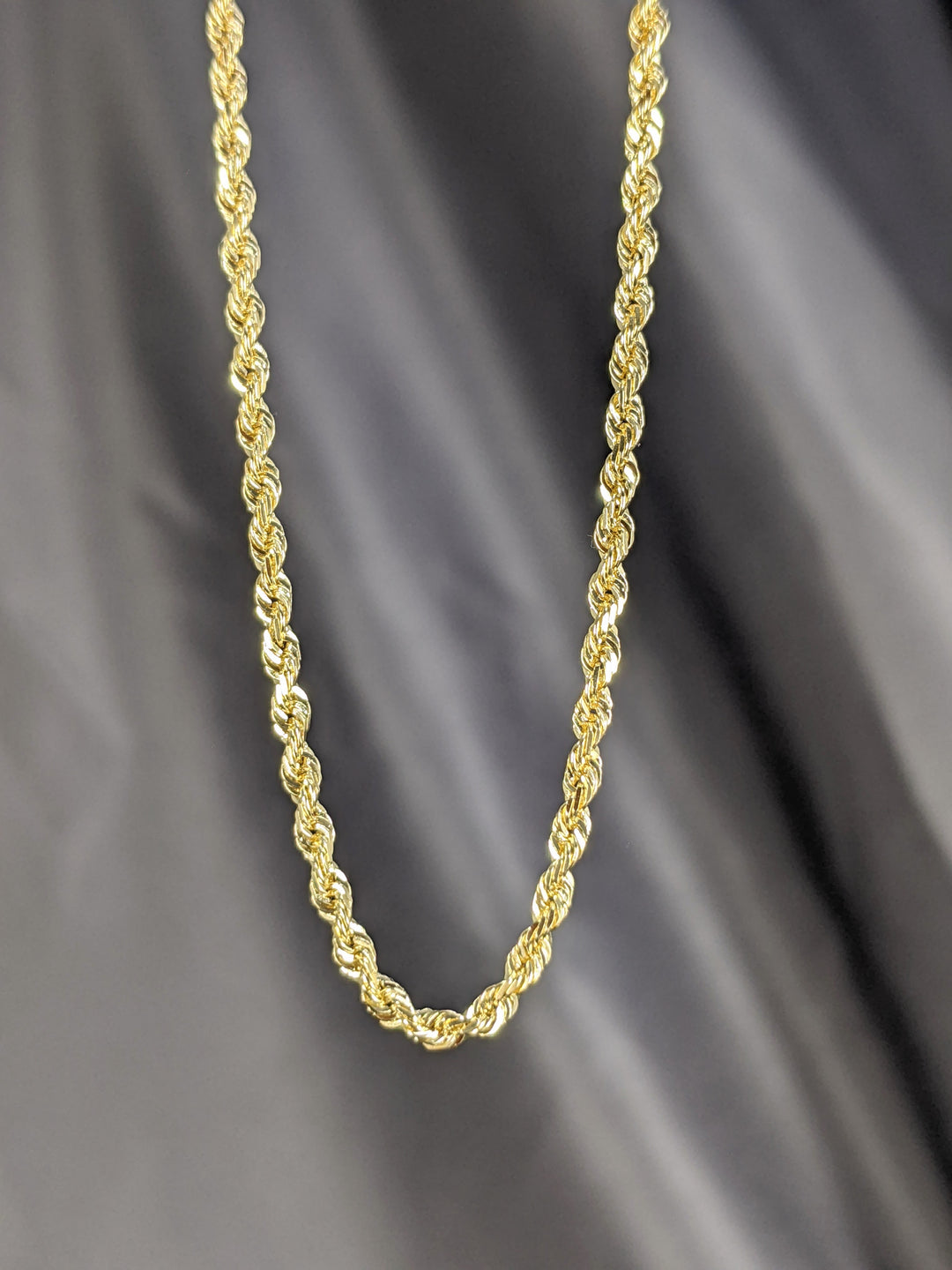 Solid 14K Yellow Gold 2 mm-4 mm Diamond-Cut Rope Chain Necklace 16"-26"