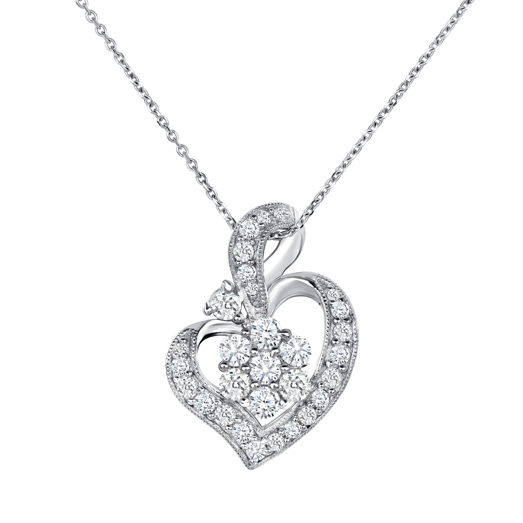 0.50 Carat Heart Design Round Cut Natural Diamond Pendant 17" Chain