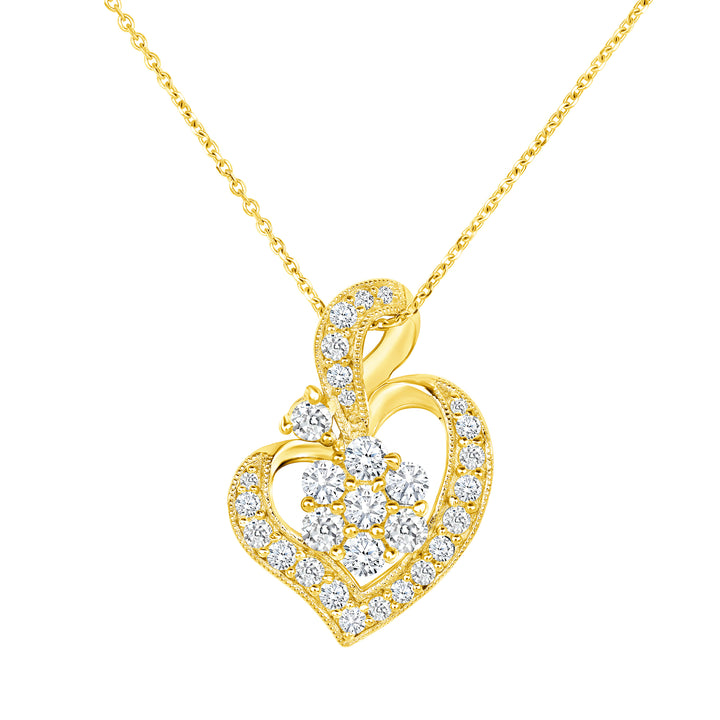 0.50 Carat Heart Design Round Cut Natural Diamond Pendant 17" Chain