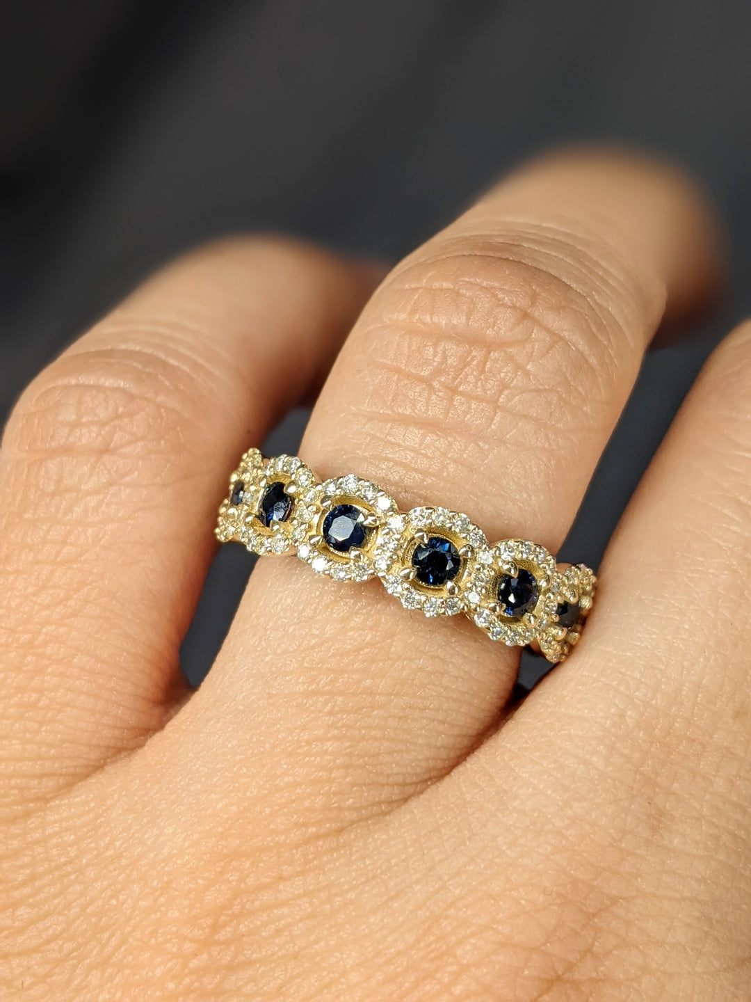 3.00 Ct. Tw. Brilliant Round Cut Natural Blue Sapphire & 1.50 Ct. Tw. Diamond Eternity Band