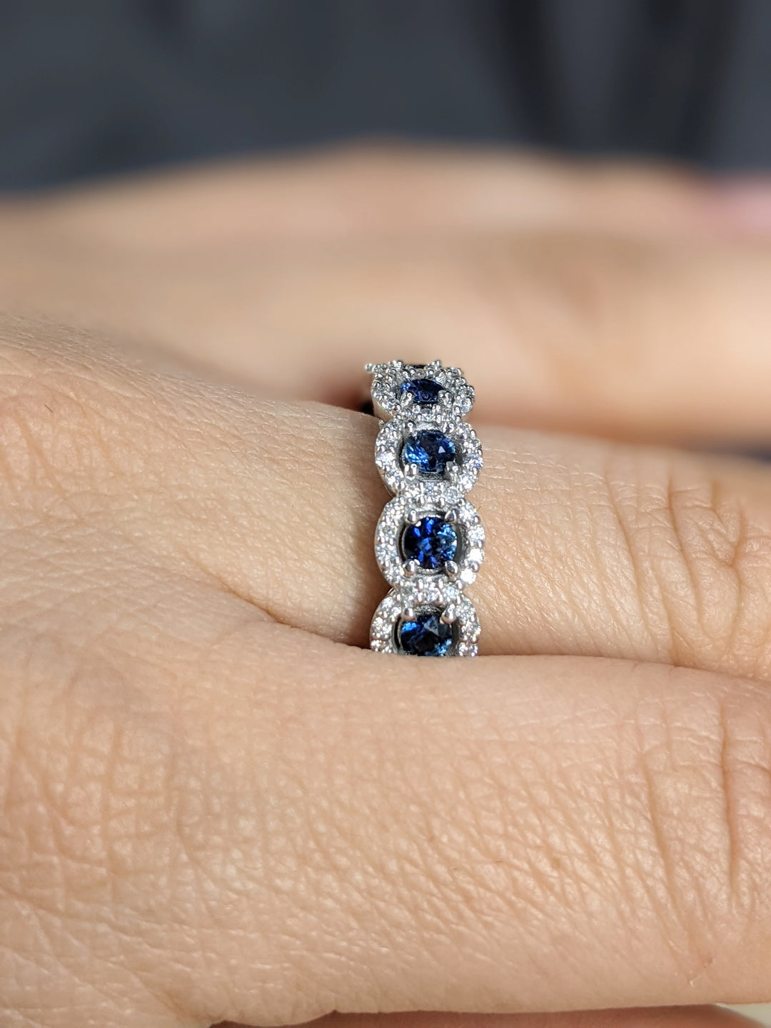 3.00 Ct. Tw. Brilliant Round Cut Natural Blue Sapphire & 1.50 Ct. Tw. Diamond Eternity Band