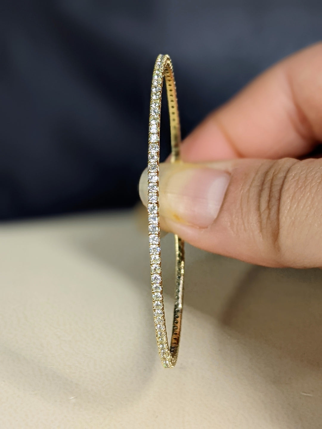 Yellow Gold Flexible Bracelet Bangle 1.50 Ct. Tw. Round Diamonds