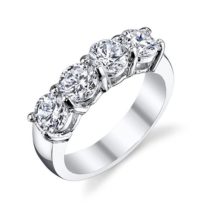 4-Stone 1.20 Carat Round Cut Diamond Band Shared Prong (4 mm, 0.30 ct. Each Stone)