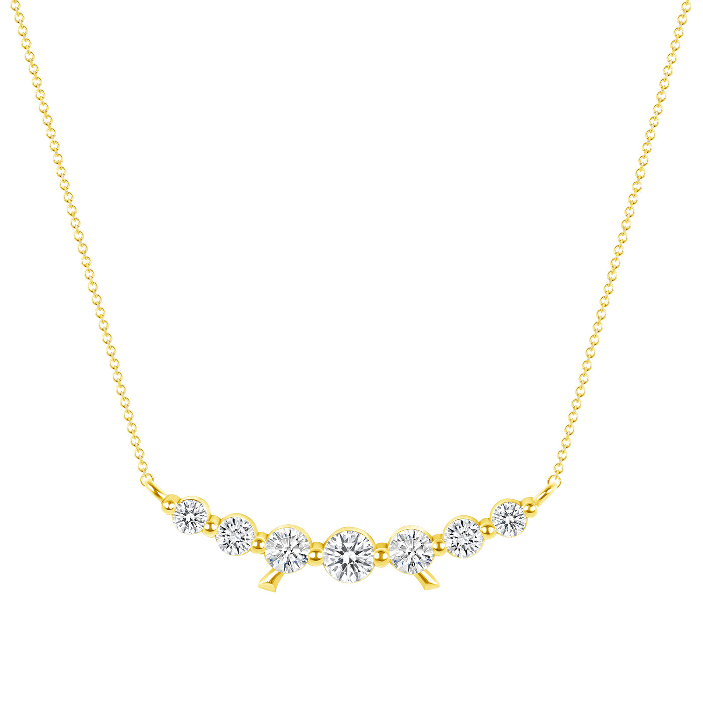 0.75 Carat Brilliant Round Cut Diamond Cluster Necklace 14K Gold 16" Rolo Chain