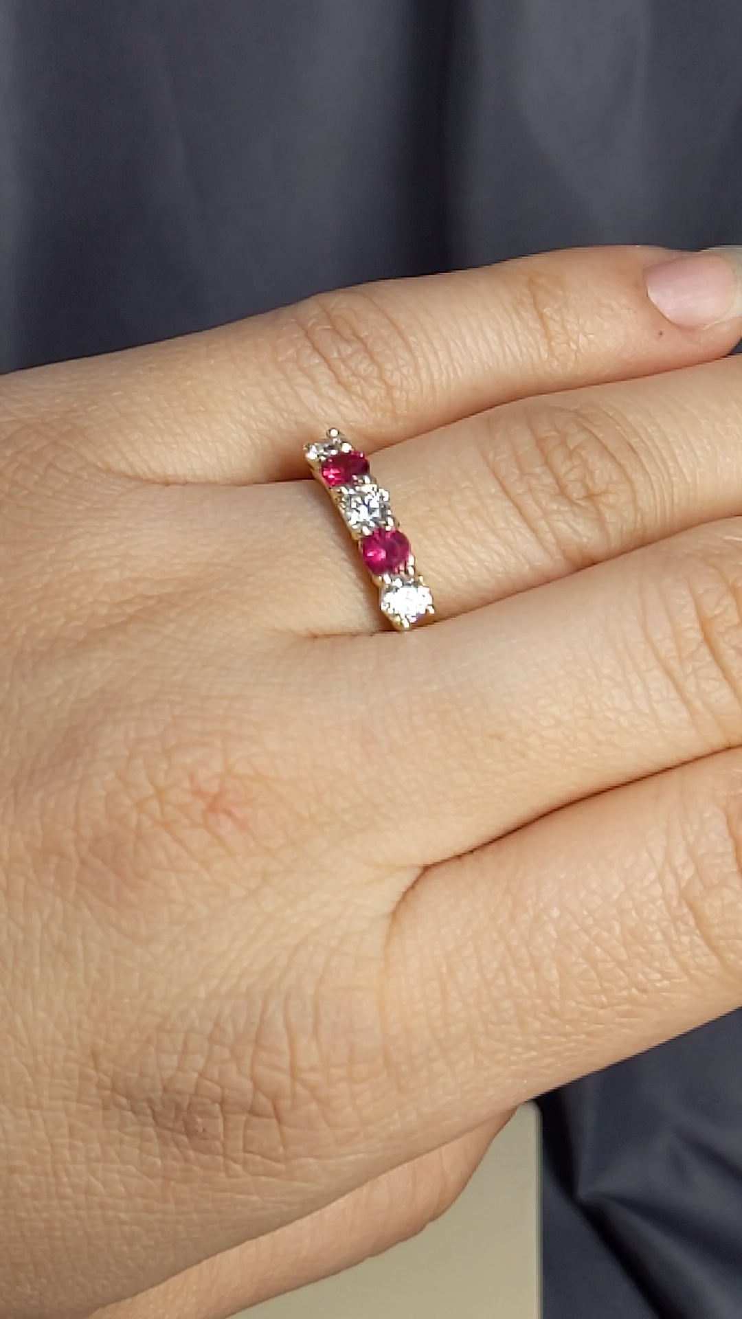 1.25 Carat Round Cut Diamond & Natural Ruby Band