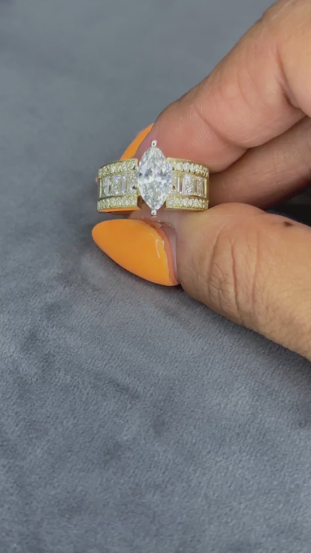 3.00 Ct. Tw. Multi-Cut (Marquise Cut Center) Diamond Engagement Ring