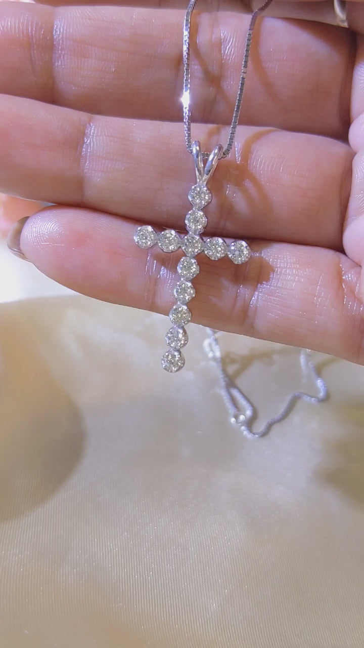 1.00 Carat Brilliant Round Cut Diamond Cross Pendant