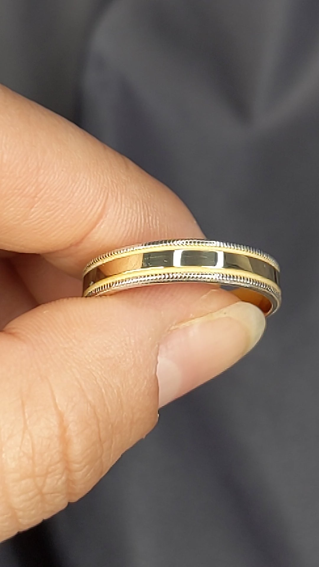 6.5MM Two Tone Gold with Rope Wedding Band