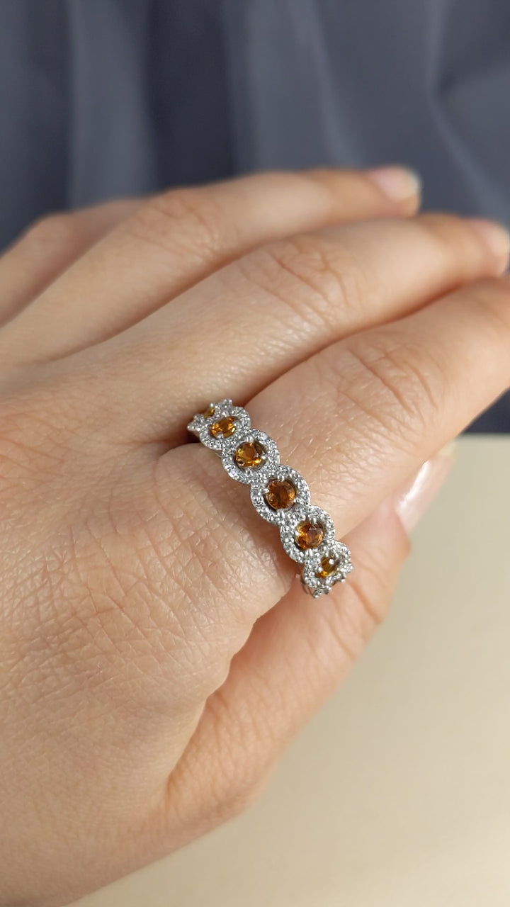 3.00 Carat Natural Citrine & 1.50 Carat Diamond Eternity Band