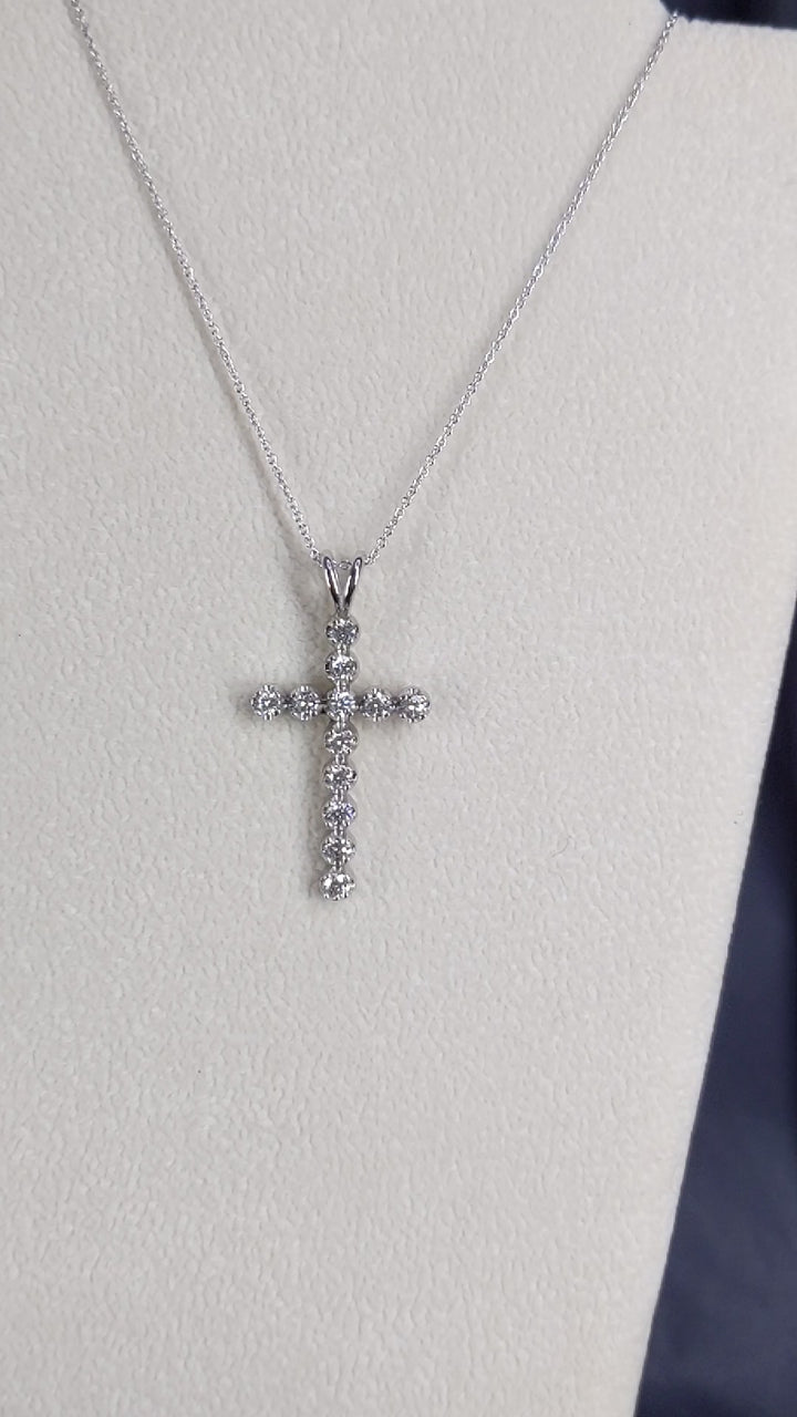 1.00 Carat Brilliant Round Cut Diamond Cross Pendant