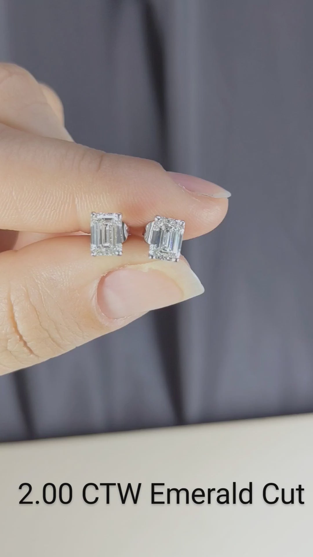 Emerald Cut Diamond Stud Earrings 0.30-2.00 ct.