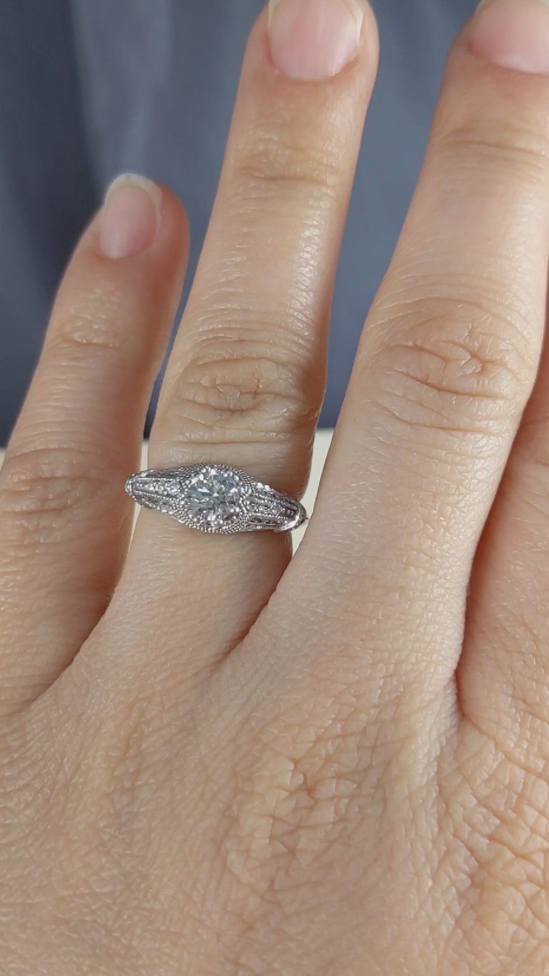Antique Design 1.35 Ct. Tw. Brilliant Round Cut Diamond Engagement Ring