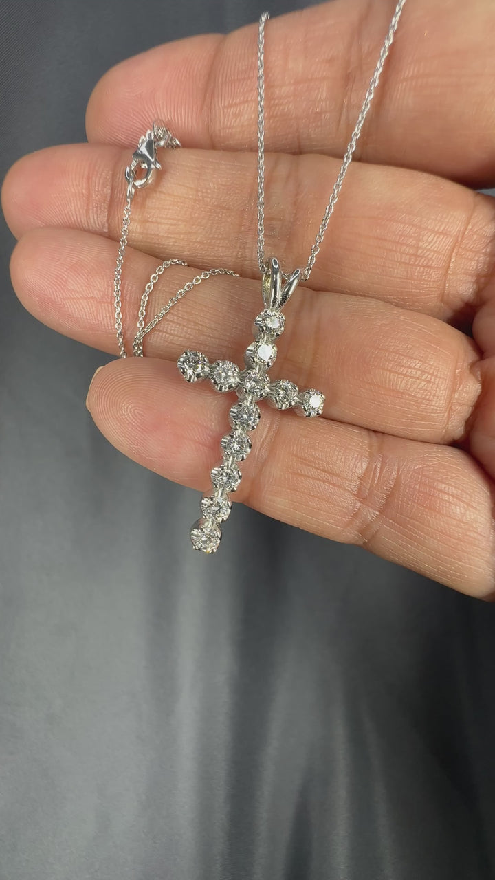 1.00 Carat Brilliant Round Cut Diamond Cross Pendant