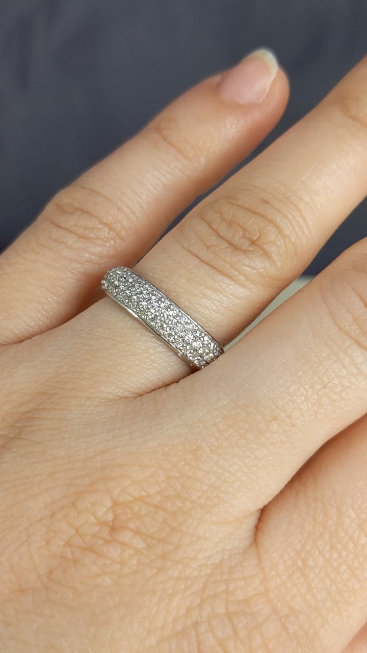 0.84 Carat Brilliant Round Diamond Three Row Band