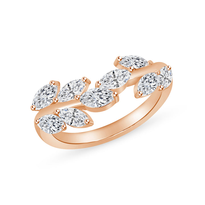 0.75 CTW. Marquise-Cut Leaf Design Diamond Ring