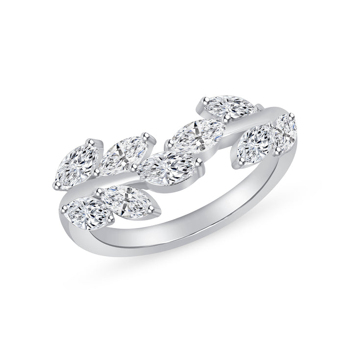 0.75 CTW. Marquise-Cut Leaf Design Diamond Ring