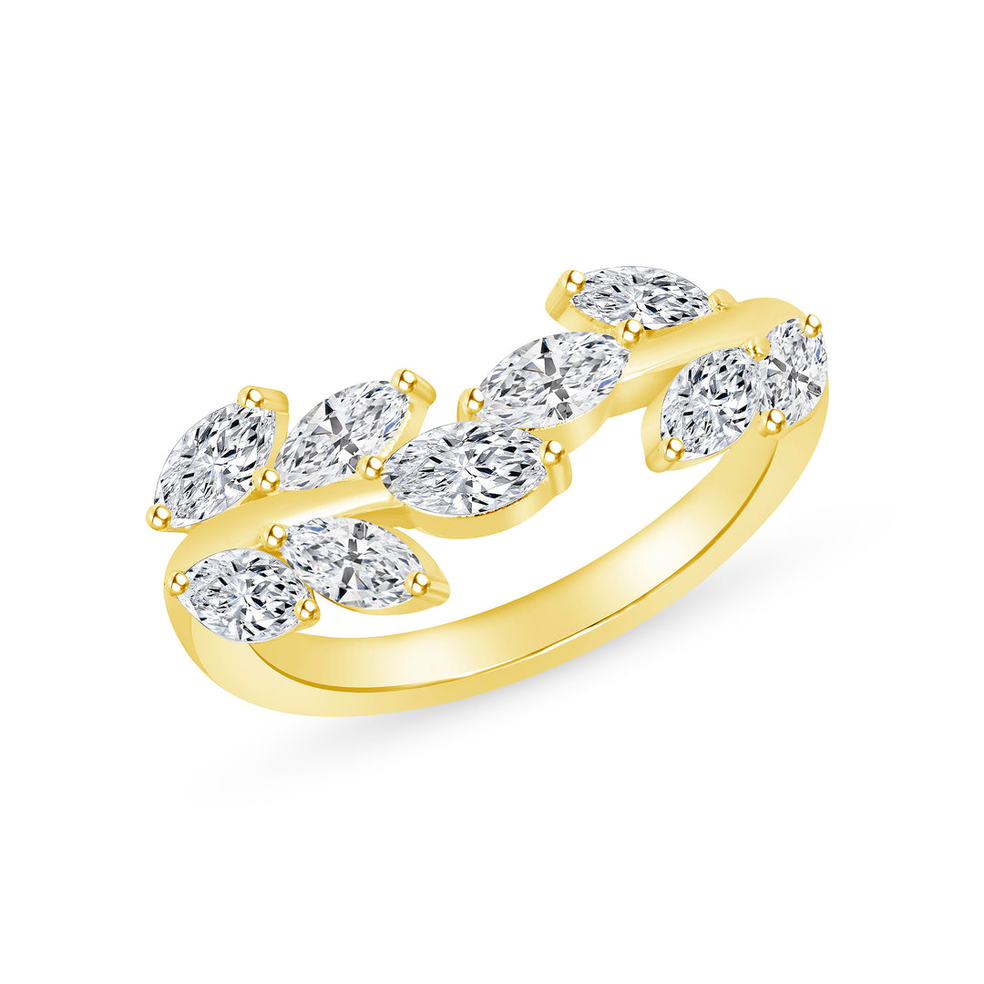 0.75 CTW. Marquise-Cut Leaf Design Diamond Ring