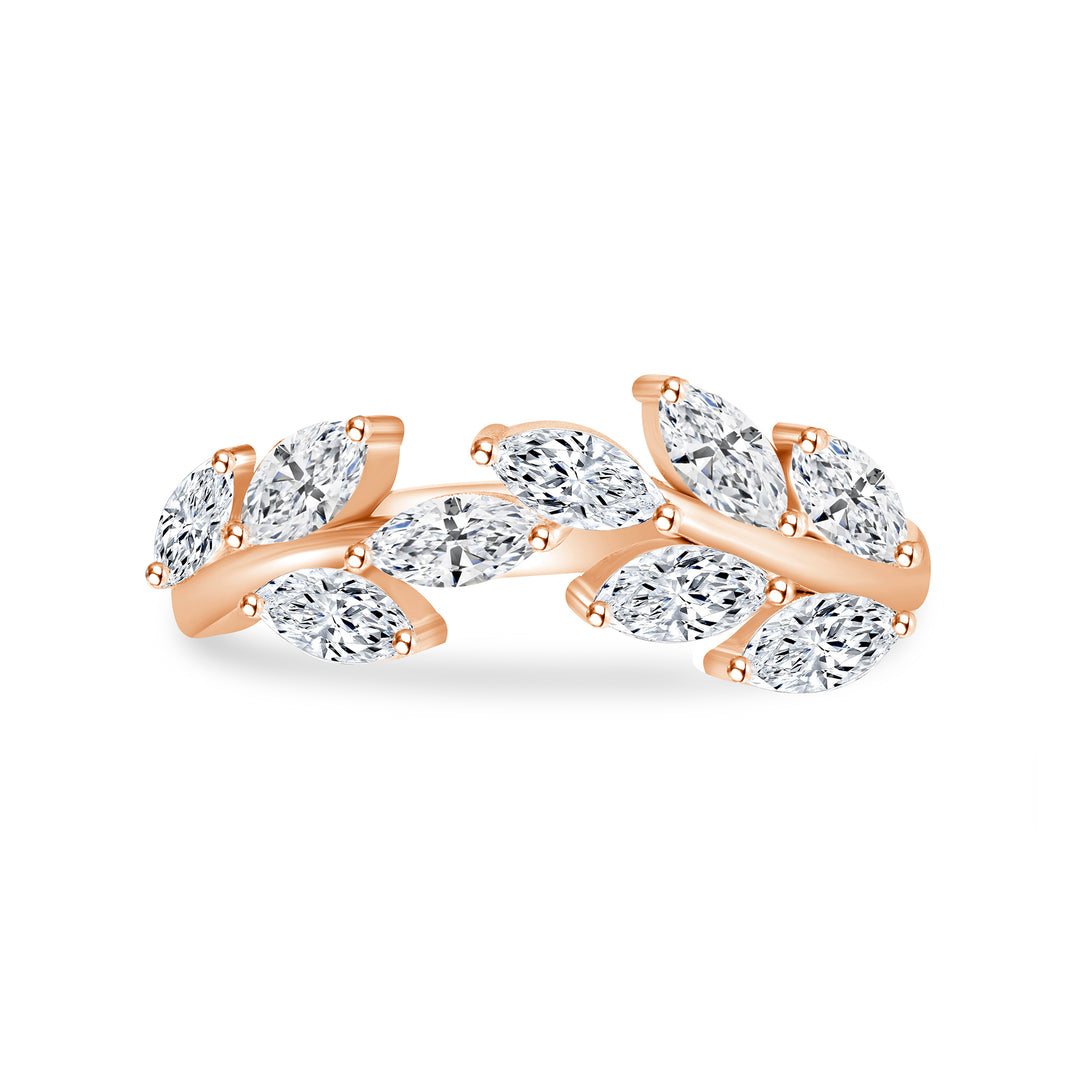 0.75 CTW. Marquise-Cut Leaf Design Diamond Ring