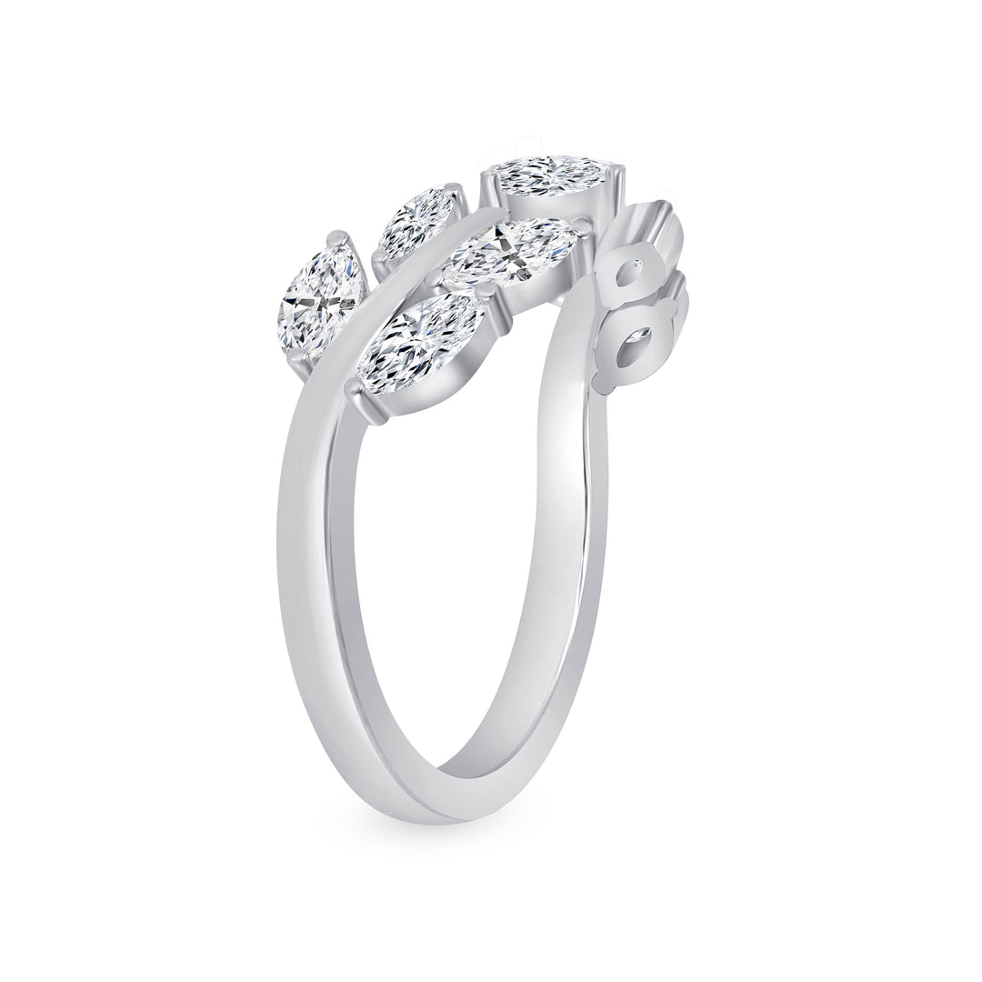 0.75 CTW. Marquise-Cut Leaf Design Diamond Ring