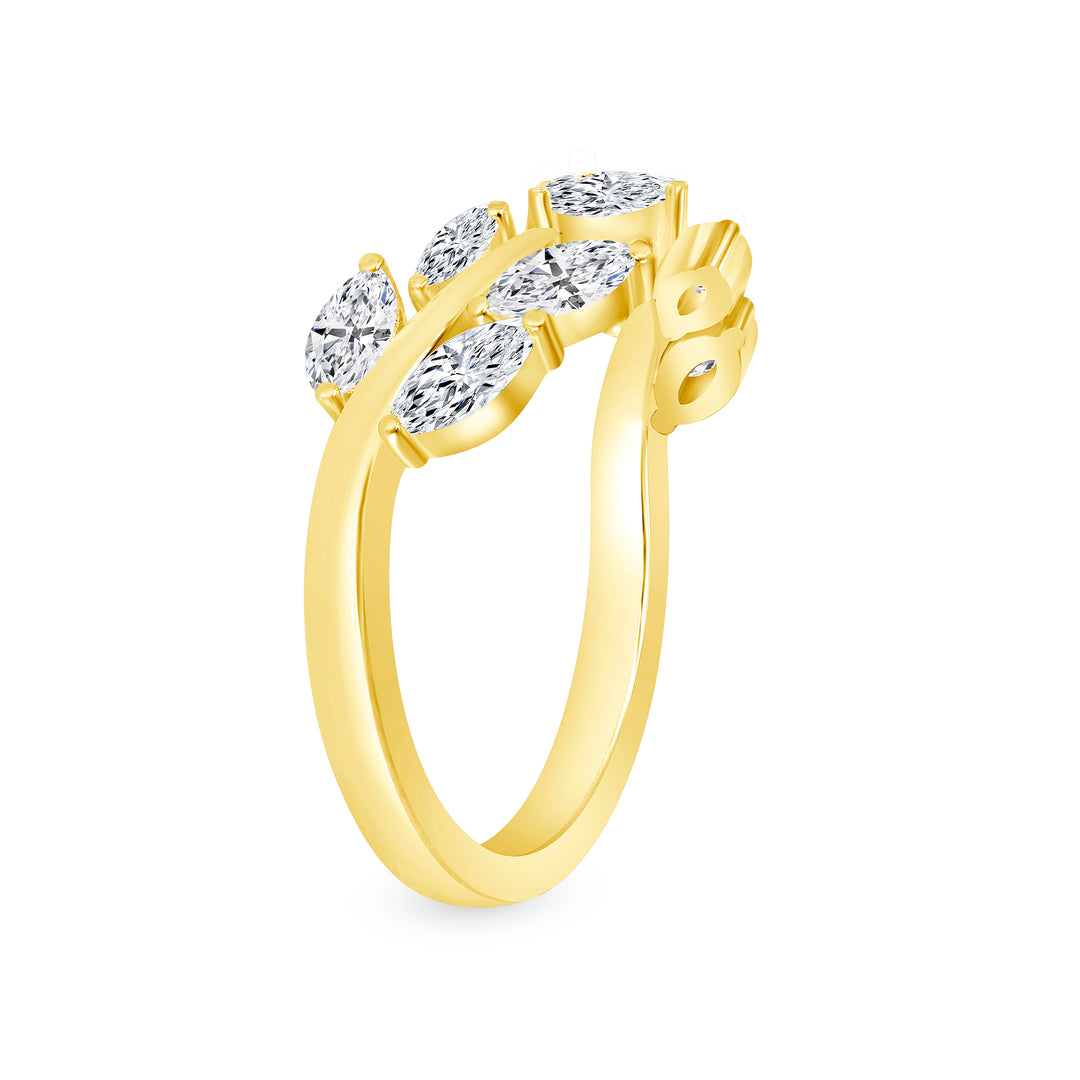 0.75 CTW. Marquise-Cut Leaf Design Diamond Ring