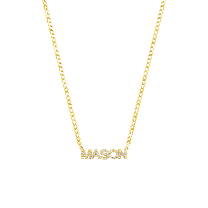 Custom Name Tag Diamond Necklace with 17" Cuban Chain