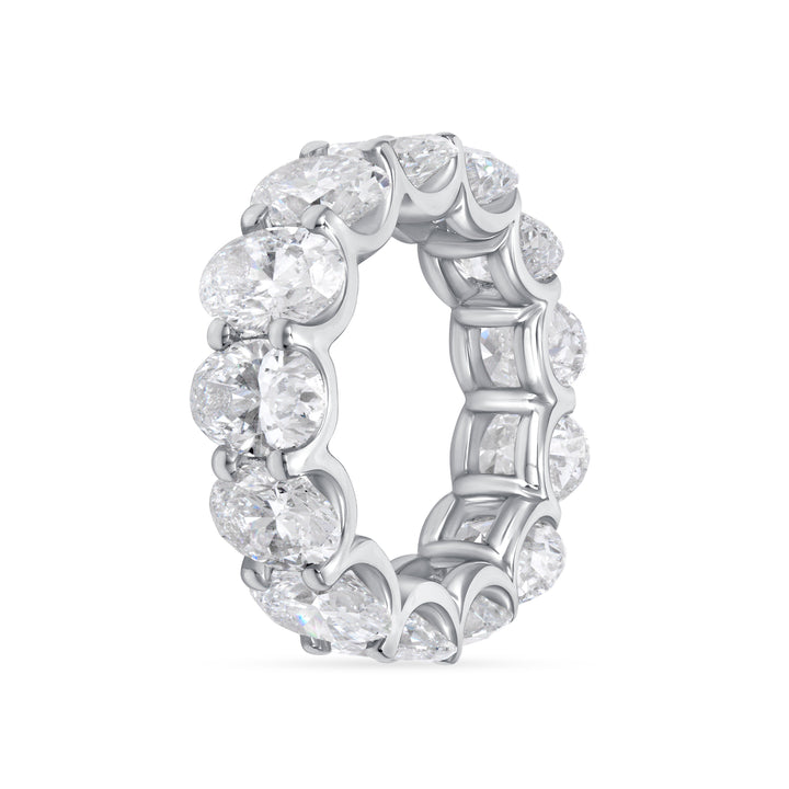 7 Carat Lab Diamond Oval Eternity Band (0.50 Carat Each Stone) U Shape Shared Prong G,VS2