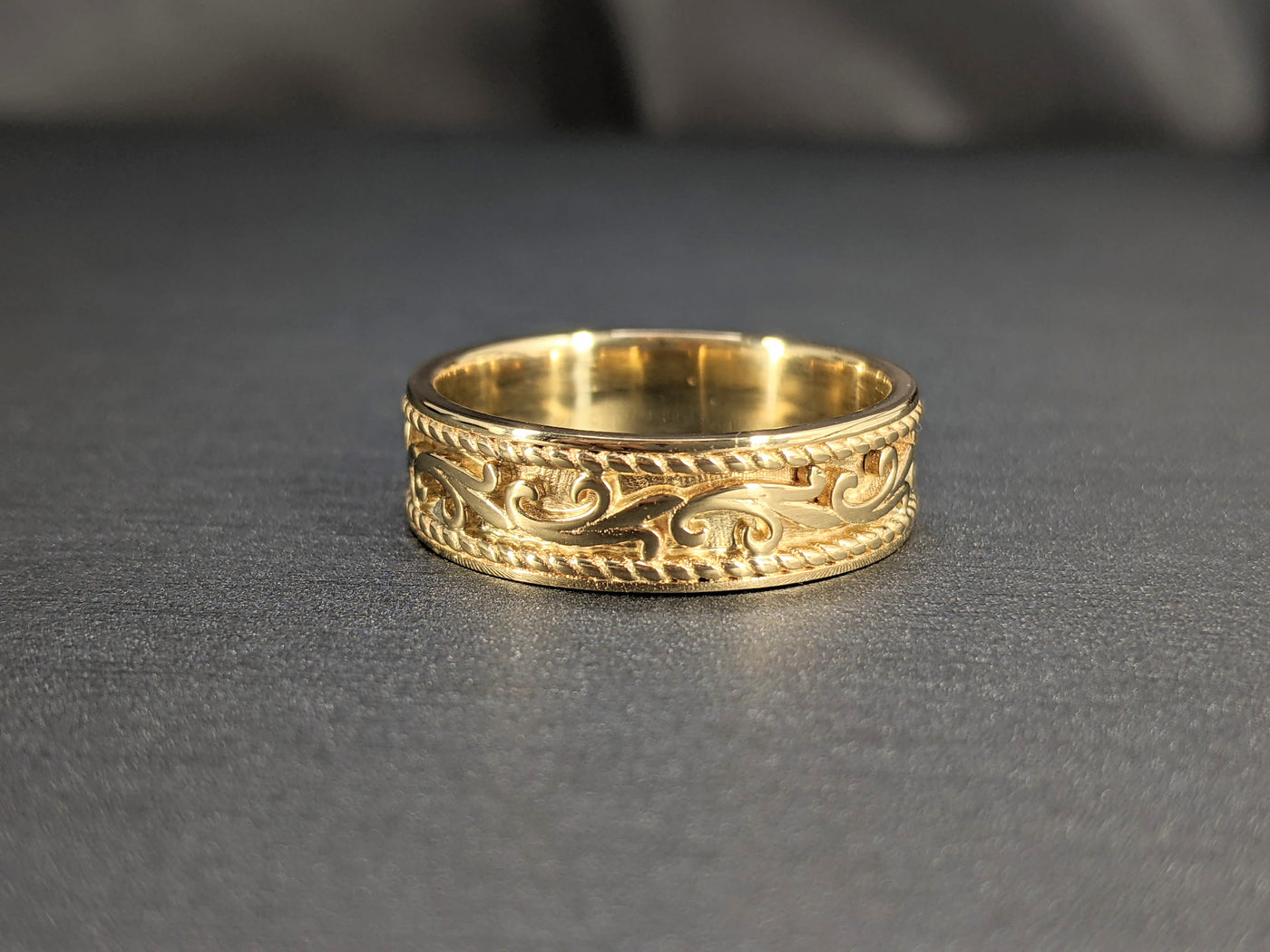 8MM Antique Design Hand Braided Solid Gold Wedding Band