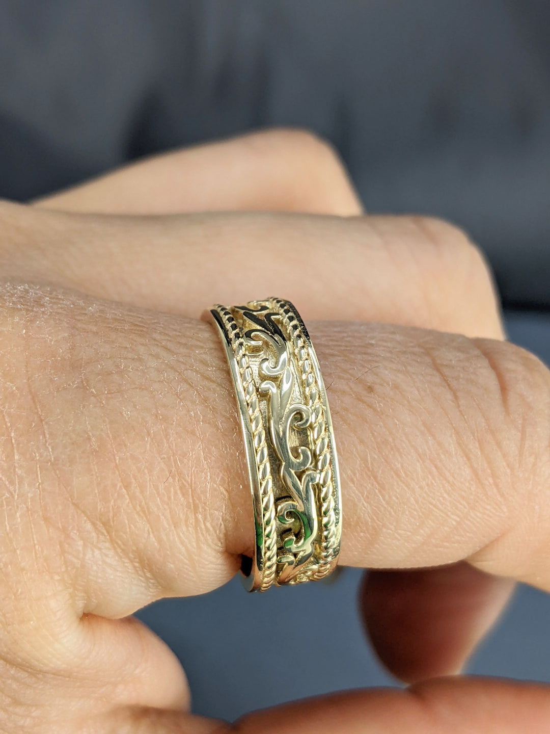 8MM Antique Design Hand Braided Solid Gold Wedding Band