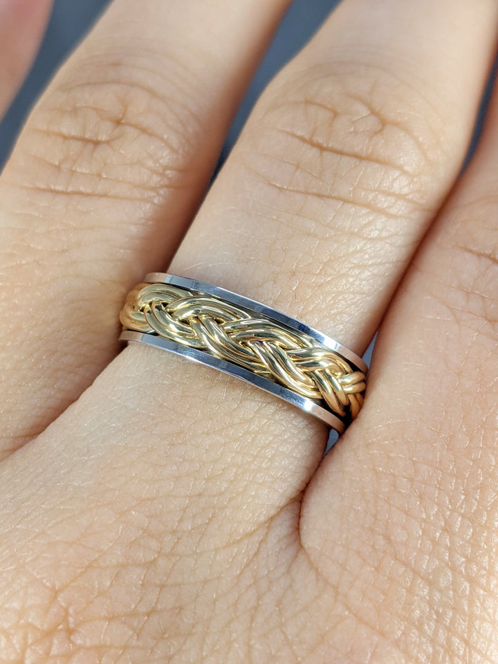 5mm Hand Braided Gold Wedding Band