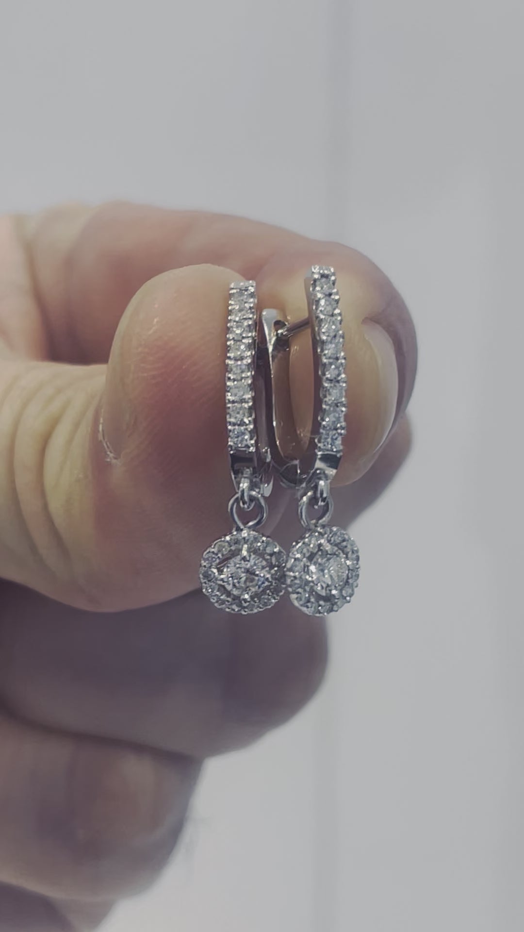 1.00 ct. Natural Diamond Drop Earrings Halo Setting