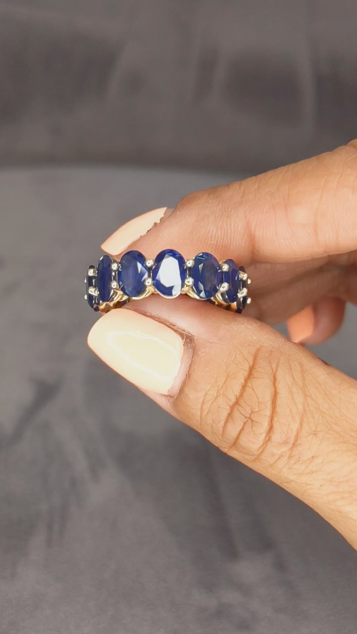 10.20 Ct. Tw. Oval Cut Natural Blue Sapphire Eternity Band