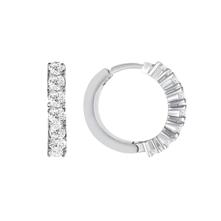 0.70 Carat Round Cut Diamond Hoop Earrings