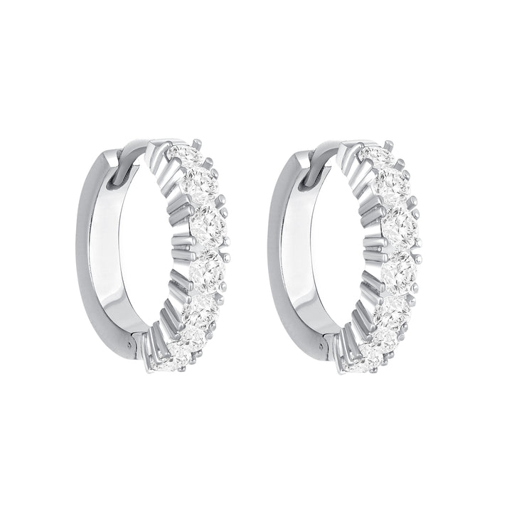 0.70 Carat Round Cut Diamond Hoop Earrings