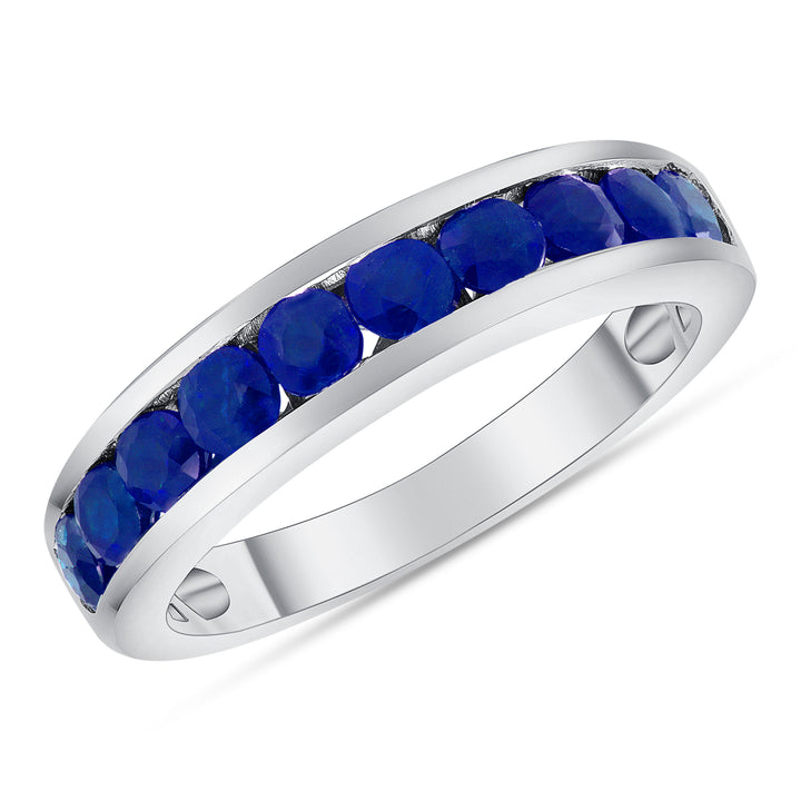 1.00 Ct. Tw. Round Cut Natural Blue Sapphire Wedding Band