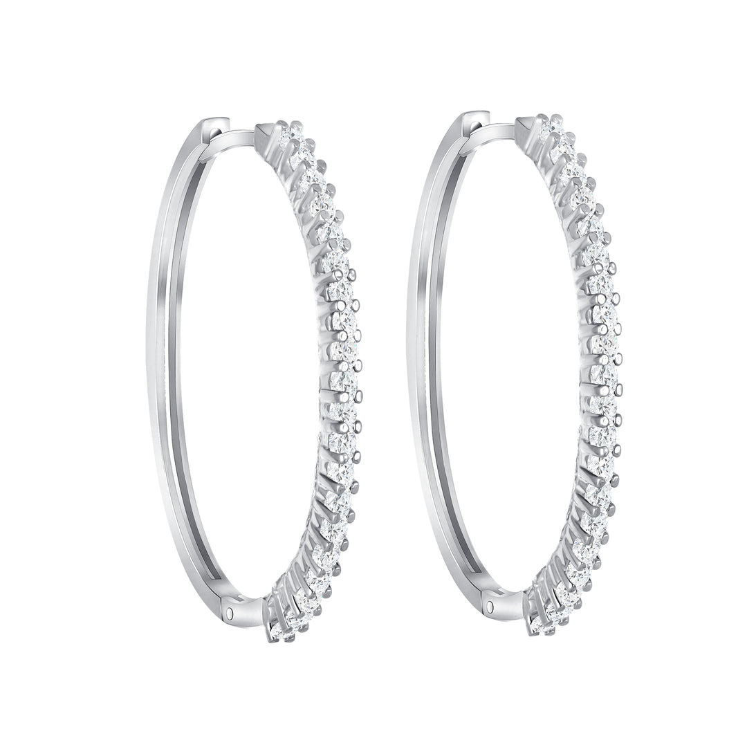 0.80 Carat Round Cut Diamond Hoop Earrings Prong Setting