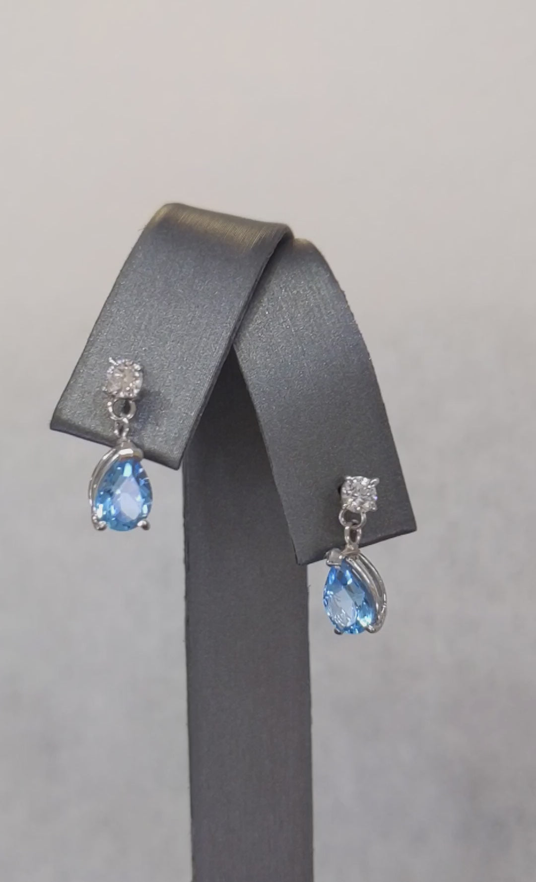 2.20 Carat Diamond & Natural Blue Topaz Earrings