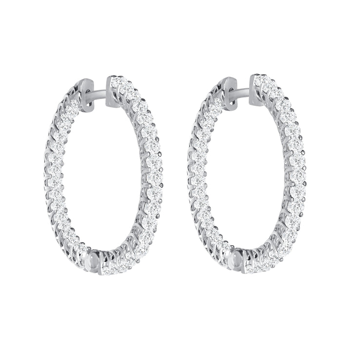 1 1/2 Carat Round Cut Inside Out Diamond Hoop Earrings