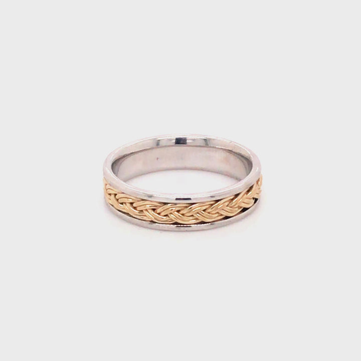 5mm Hand Braided Gold Wedding Band